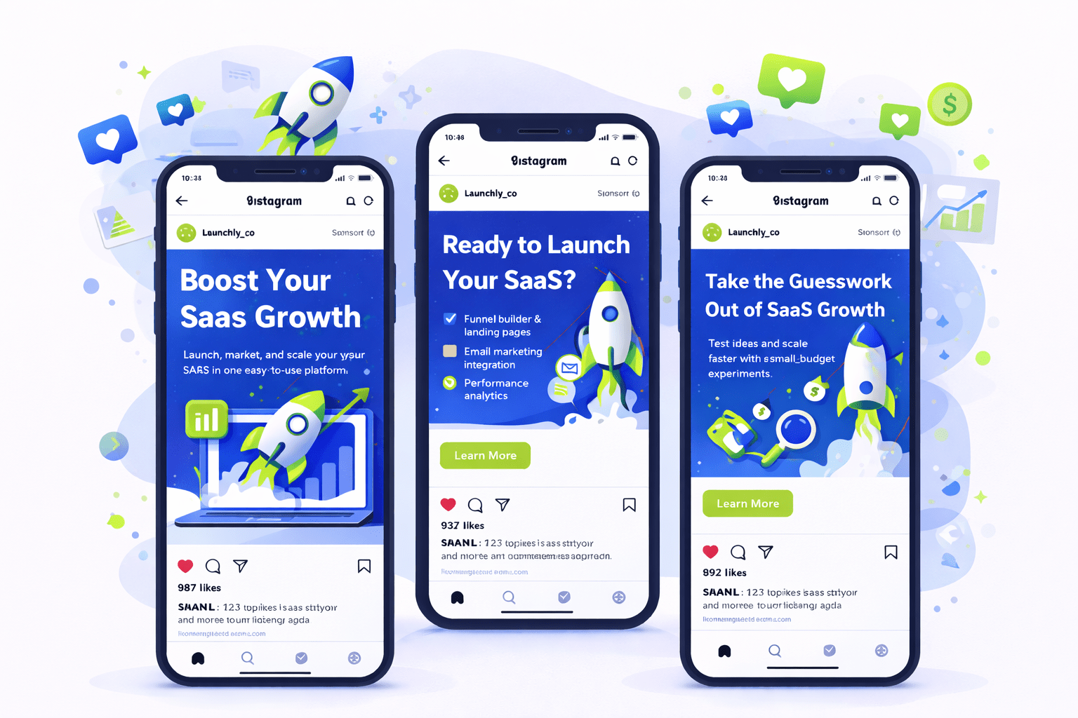 SaaS growth marketing and social media campaign illustration