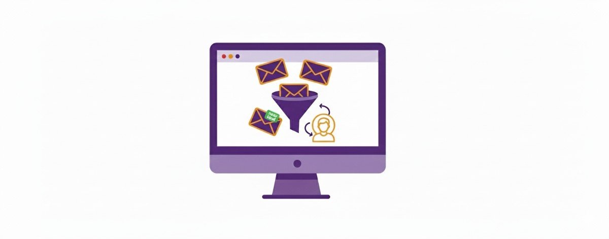 Lead funnel and email nurture marketing illustration