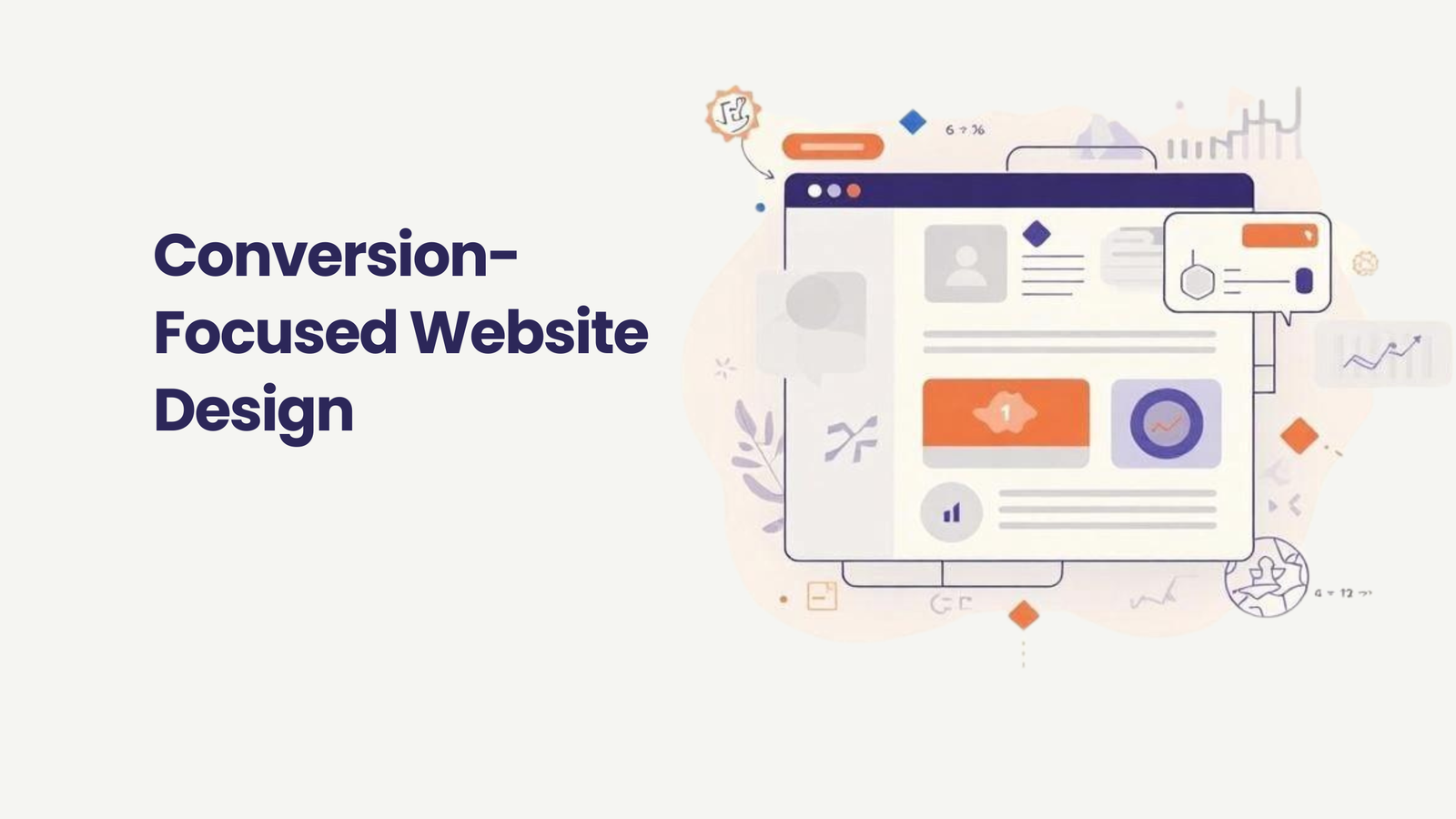 Conversion-focused website design interface highlighting user experience, performance metrics, and optimization elements